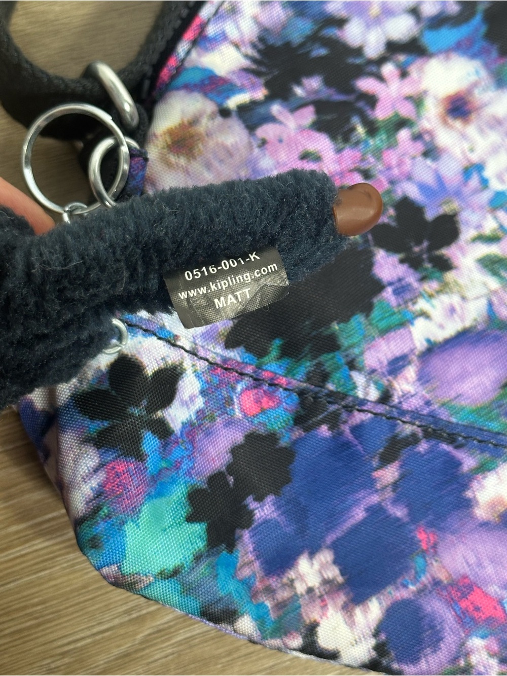 Kipling Multicolor Floral Crossbody Bag in Purple, Blue and Black EUC - Picture 4 of 9